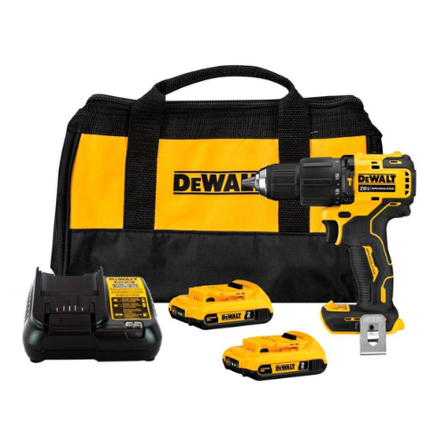 TALADRO PERCUTOR INALAMBRICO ATOMIC DEWALT BL 20V 2BAT BOLSO DCD709D2