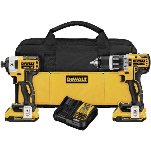 KIT TALADRO PERCUTOR Y ATORNILLADOR DE IMPACTO DEWALT 20V XR DCK287D2