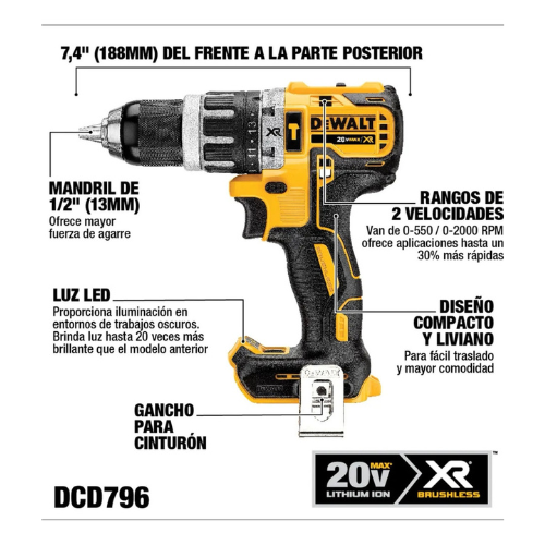 KIT 4 XR 20V BRUSHLESS DEWALT DCK433D2 TOOLS