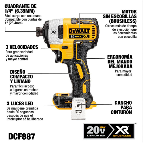 KIT 4 XR 20V BRUSHLESS DEWALT DCK433D2 TOOLS