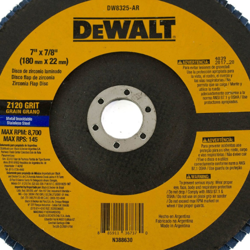 DISCO TRASLAPADO DEWALT DE 7 GRANO 120 DW8325-AR