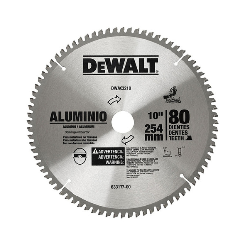 DISCO DE SIERRA INGLETEADORA DEWALT ALUMINIO 80 TPI DE 10 DWA03210