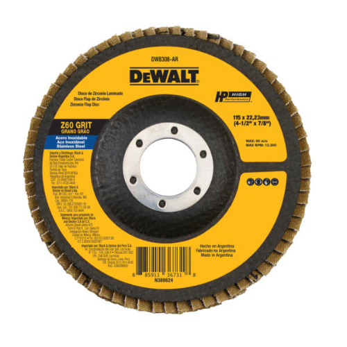 DISCO TRASLAPADO DEWALT DE 4.1/2 GRANO 60 DW8308-AR