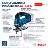 SIERRA CALADORA INALAMBRICA BOSCH GST 185-LI 18V SIN BATERIA