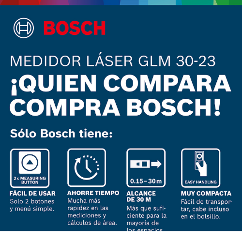 BOSCH MEDIDOR DE DISTANCIA LASER 30 MTS GLM 30-23 BOSCH