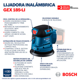 LIJADORA ROTO ORBITAL GEX 185-LI 18V BOSCH BL SIN BAT