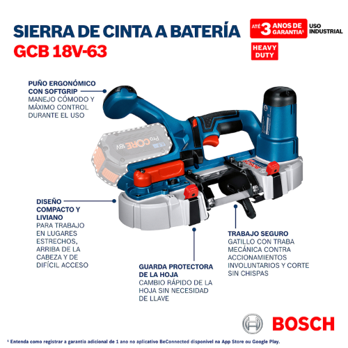 SIERRA CINTA INALAMBRICA BOSCH GCB 18V-63