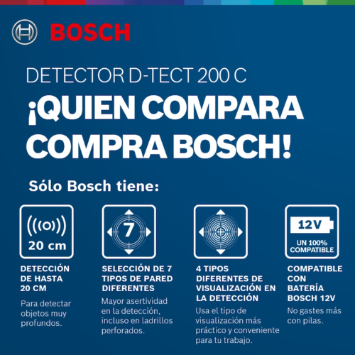 DETECTOR DE MATERIALES PROFESIONAL BOSCH D-TECT 200 C