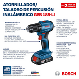 GSB 185 LI CORDLESS HAMMER DRILL 2 BATTERIES 18V BOSCH 