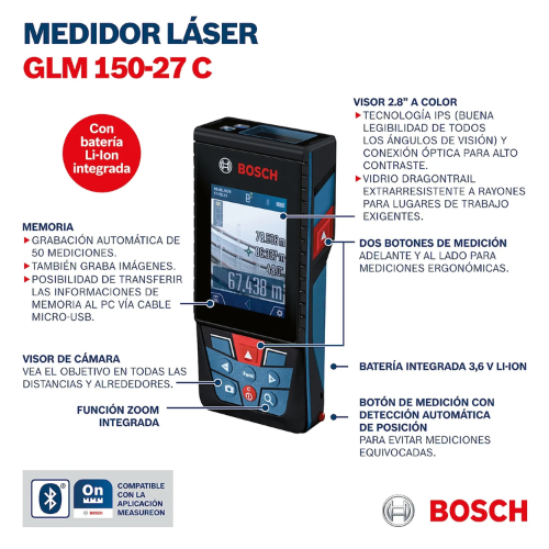 MEDIDOR DE DISTANCIAS LASER BOSCH GLM 150-27C PROFESSIONAL