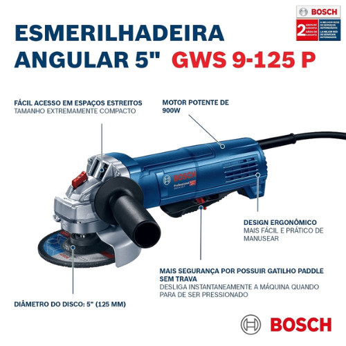 ESMERIL ANGULAR BOSCH DE 5 900W GWS 9-125 P