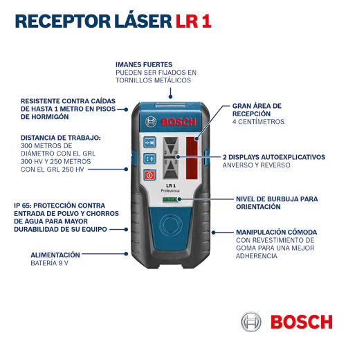 RECEPTOR DE LASER ROJO DE ALTO RENDIMIENTO BOSCH LR1