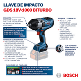 IMPACT WRENCH 1/2 BOSCH GDS 18V-1000 WITH BITURBO BATTERY 