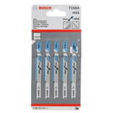 HOJA CALAR METAL BOSCH T118A HSS PAQUETE 5 UNIDADES