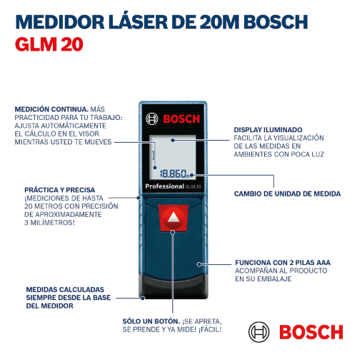 BOSCH MEDIDOR DE DISTANCIA LASER GLM 20 PROFESIONAL