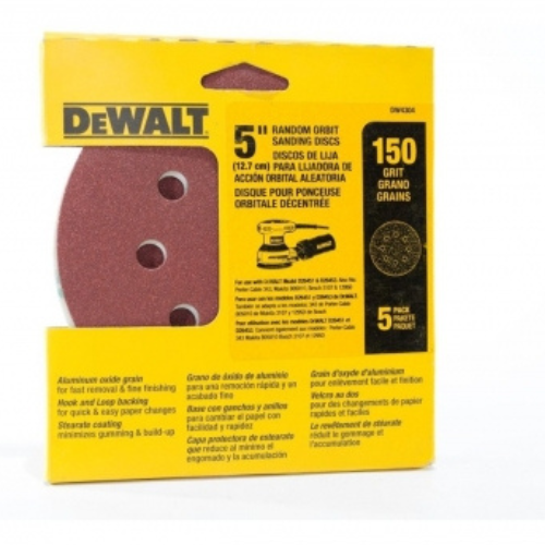 DISCO DE LIJA DEWALT GRANO 150 FINO 5 UNIDADES DW4304